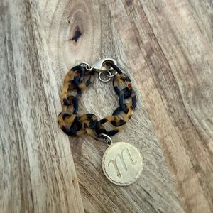 Tortoise Shell Chain Bracelet with Gold Charm
